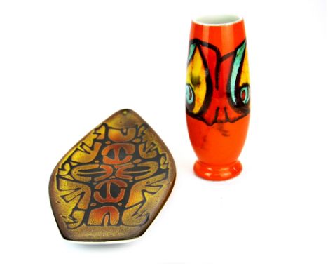 Two pieces of Poole pottery, vase H. 23cm.