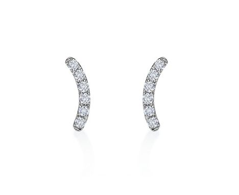 A pair of 18ct white gold (stamped 750) diamond set earrings, L. 0.8cm.