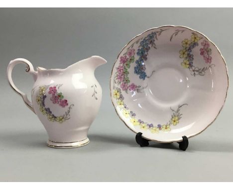 TUSCAN CHINA PART TEA SERVICE,with floral decoration on pink ground, along with further ceramic table ware including a Hammer