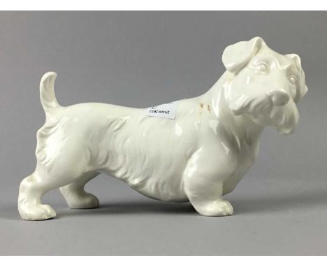 FIVE CERAMIC DOG FIGURES,along with a Beatrix Potter figure (6)