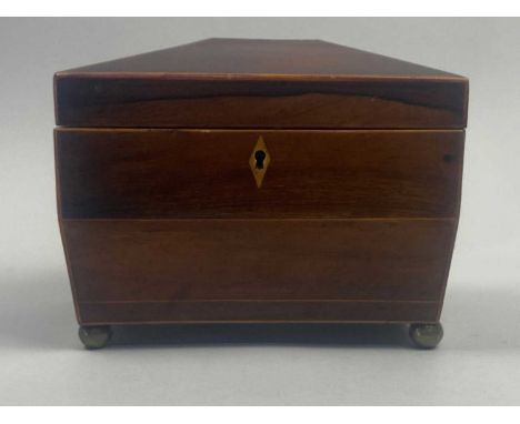 REGENCY MAHOGANY TEA CADDY,23cm wide