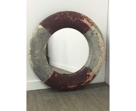 VINTAGE PERRY-BUOY LIFE BUOY CONVERTED TO A MIRROR,77cm diameter