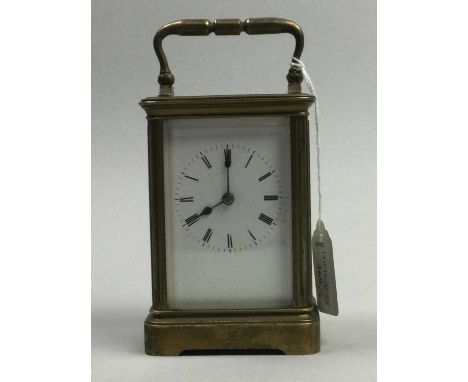 EDWARDIAN BRASS CARRIAGE CLOCK,along with another brass carriage clock (2)
