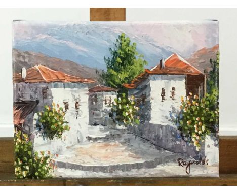 TWO CONTINENTAL SCHOOL OIL PAINTINGS,signed Burnett, mounted, framed and under glass, the largest 89cm x 76cm overall, along 