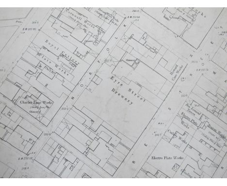 West Riding Yorkshire Maps, mainly of Sheffield to include City Centre showing Eyre Street Brewery, Electro Plate Works, Cutl