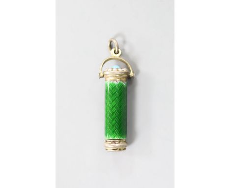 A white metal, enamel and faux seed pearl set propelling pencil (37mm closed), with a Tiffany &amp; Co gilt tooled leather bo