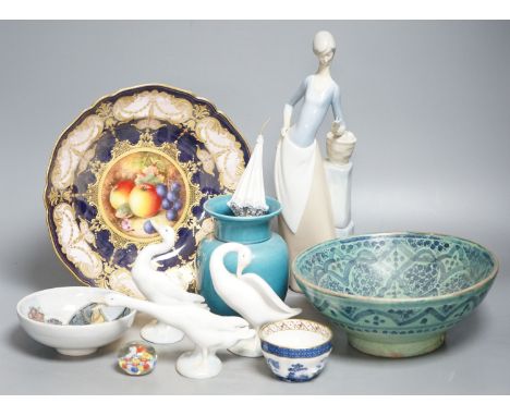 A quantity of mixed ceramics to include Lladro, Royal Worcester, Moorcroft etc.