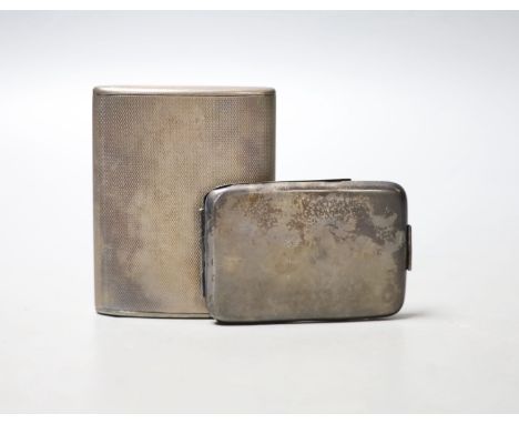 A George V engine turned silver cigarette case, London, 1919, 83mm and a later silver needle case.