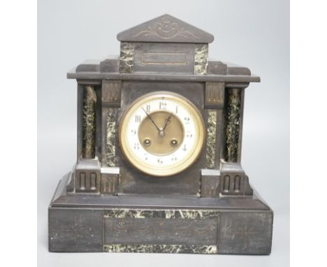 A Victorian slate mantel clock33 cm high