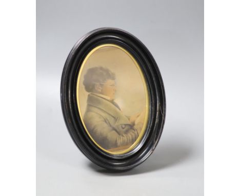 A miniature portrait of a gentleman reading, in a Walter Jones of Sloane Street frame, 1890's, height 15cm