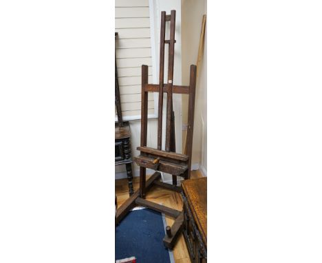 A Victorian oak artist's easel, width 68cm