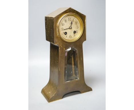 An early 20th century German brass cased mantel clock36cm