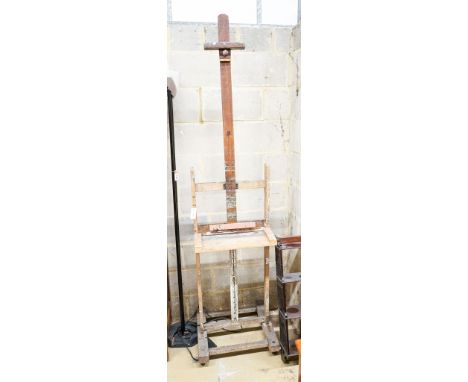 An oak and beech artist's studio easel, width 51cm