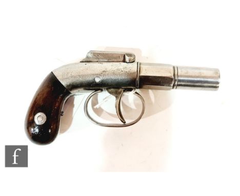 A pepper box single barrel pistol, No 806, the hammer stamped patented April 16, 1845, barrel 5cm. 