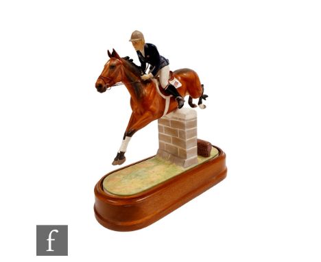 A Royal Worcester equestrian figure of Stroller and Marion Coakes, modelled by Doris Lindner, printed mark, retains wooden pl