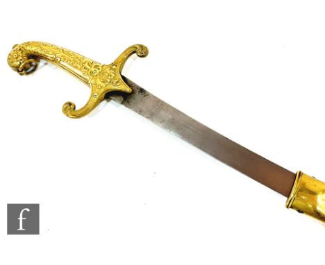 A 19th Century officer's sabre and brass scabbard, leaf decorated hilt by C Webb 23 Old Bond Street London, 70cm blade.