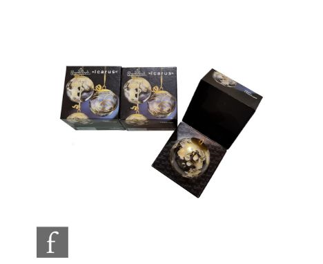 Three boxed Rosenthal Studio-Linie Icarus Glaskugel (glass sphere) Christmas tree baubles designed by Bjorn Wiinblad comprisi