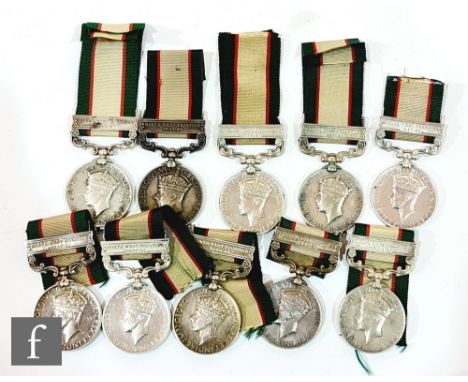 Ten India General Service medals five with 1936-37 bars to A-12586 Sepoy Sher Singh I.H.G, 21082 Sepoy Zaram Din F.C, 1101-F 