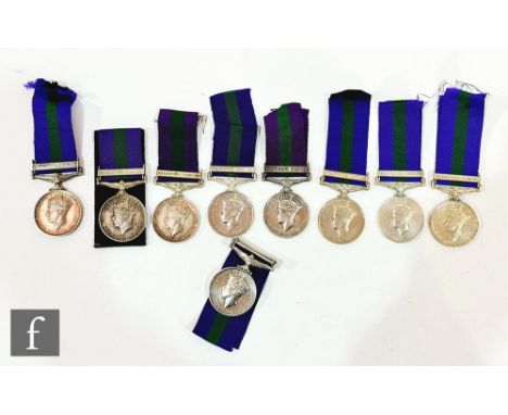 Ten George VI General Service medals 1918-62 each with Palestine bars to 14057576 Pte J.E. Walton RASC, AS. 28333 Pte L. MP E