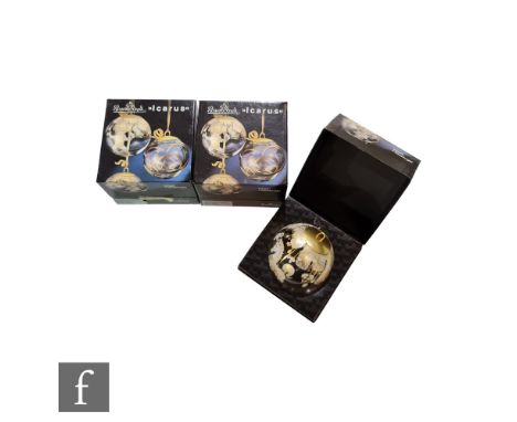 Three boxed Rosenthal Studio-Linie Icarus Glaskugel (glass sphere) Christmas tree baubles designed by Bjorn Wiinblad comprisi