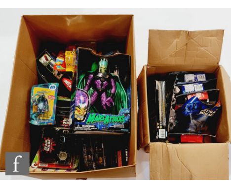 A collection of assorted television and film related toys and action figures, to include ten Habsro and Galoob Star Wars Micr
