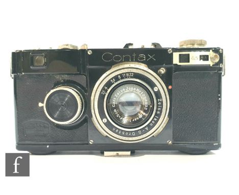 A Zeiss Ikon Contax I, 35mm rangefinder camera, serial number Z25643, with a Carl Zeiss 1:3, 5cm lens, serial number 1384932,