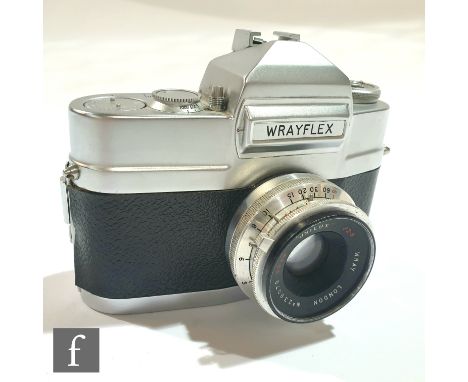 A 1950s Wray London, Wrayflex I single lens reflex camera, serial number 4255, with Unilux 2:8 50mm lens, No. 238078, scratch