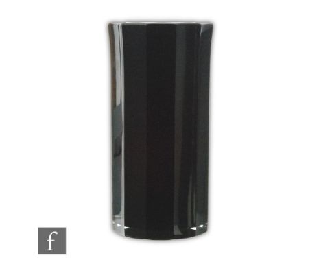 A 20th Century ruby glass vase in the manner of Josef Hoffmann for Moser, of sleeve form with a slight flared rim, cased in c