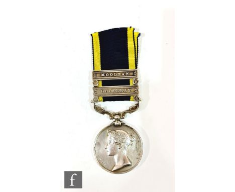 A Punjab medal with Mooltan and Goojerat bars to P. Dunkin 1st Bn 60th R. Rifles, brooched, S/D. 