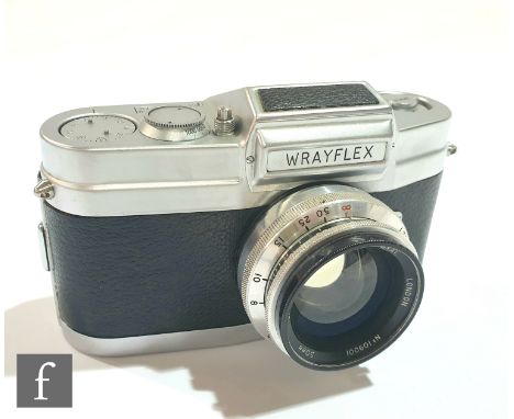 A 1950s Wray London, Wrayflex I single lens reflex camera, serial number 1775, with Unilux F.2 50mm lens, lens serial No. 109