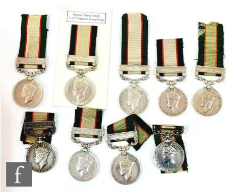 Nine India General Service medals each with North West Frontier 1936-37 bars to 15125 SepoyGangu Ram 1-13 F.F.Rif, 51 Sepoy S