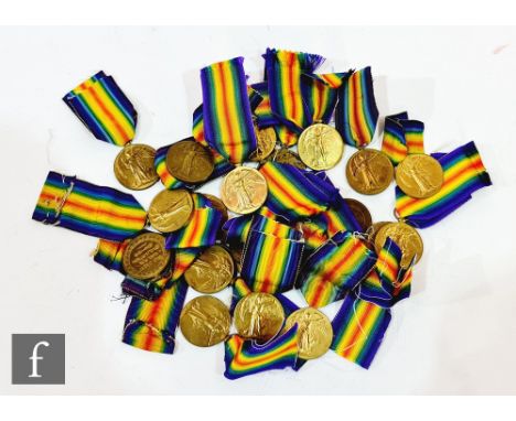 Twenty four World War One Victory medals to 44051 Pte A.Jennings L'pool Reg, 156869 Bmbr A.Worrall, GS-66765 Pte J. Bradshaw 