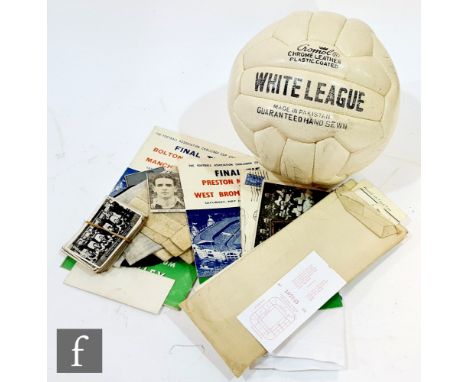 A 1954 FA cup program for Saturday 1st Preston North End vs West Bromwich Albion with cup rosette and handkerchief, also the 