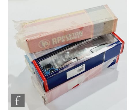 Five Corgi 1:50 scale diecast models, comprising CC12505 Atkinson Borderer Tautliner, CC12801 Scania T-Cab Feldbinder Tanker,