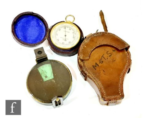 A 19th Century pocket barometer by Negretti &amp; Zambra London, No 18489, cased, and a similar early 20th Century pocket bar