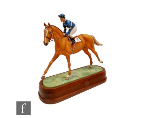 A Royal Worcester equestrian model of Grundy and Pat Eddery modelled by Doris Lindner, numbered 123 (from a limited edition o