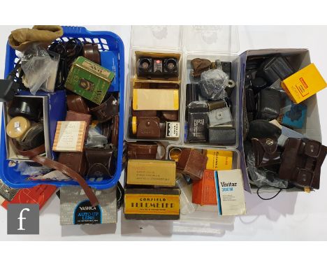 A large collection of Voigtländer Kodak, Ensign, Pentacon related accessories, to include stereo attachments, self timers, le