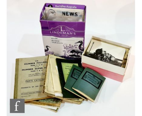 Two small albums for West Midland Railway grouping labels, GWR, Kidderminster and Langley, also five early car manuals for a 