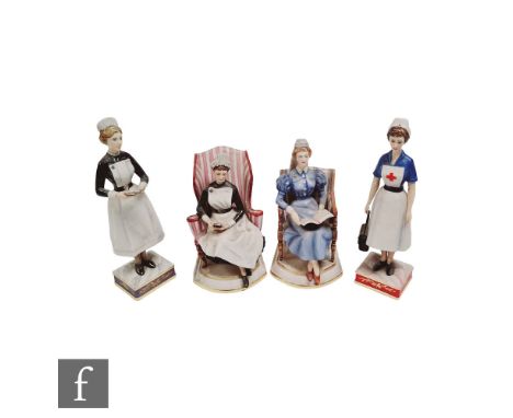 A set of four Royal Worcester figures modelled by Ronald van Ruyckevelt, comprising Sister University College Hospital, Briti