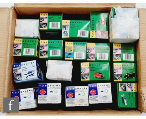 Nineteen Lledo Vanguards diecast models, to include 1:43 scale vans, including Ford Anglia, Morris Minor, etc., with a select