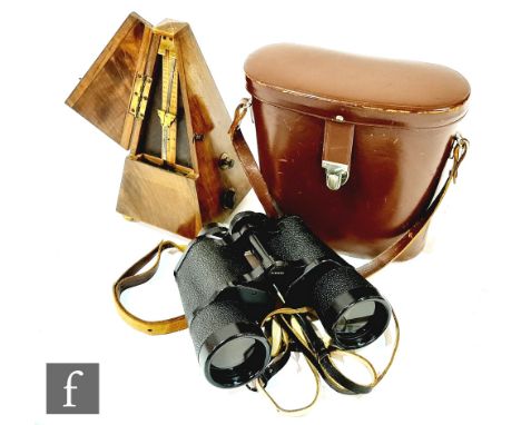 A mahogany cased Maelzel metronome and a Carl Zeiss pair of binoculars in brown carrying case (2) 