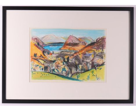 Wiegers, Jan (Oldenhove 1893 A'dam-1959) "Swiss alpine landscape", signed with studio stamp 'Atelier Jan Wiegers', color lith