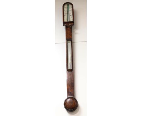 A stick barometer in burl walnut glued wooden case, England, 19th century. Address: J.A. Cargory, Birmingham. High and low ad