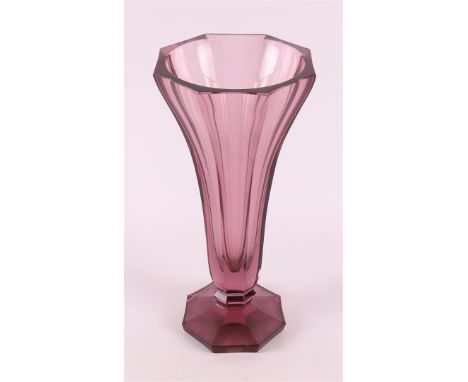 Austria, Moses. A purple glass facet cut vase, design: Josef Hoffmann (1870-1956), executed by Ludwig Moser &amp; Söhne, Karl