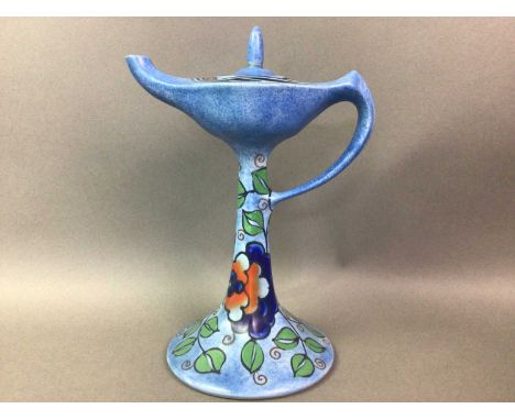 CHAMELEON WARE ART DECO JUG WITH MATCHING BOWL the jug in the form of a genie lamp22cm highQty: 2