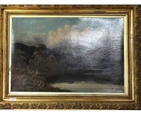 SCOTTISH SCHOOL, LOCHSIDE SCENES, LATE 19TH/EARLY 20TH CENTURY oil on canvas, signed R. Marshallframed64cm x 87cm overall