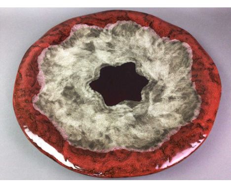 SCOTTISH CERAMIC CHARGER with mottled effect52cm diameter