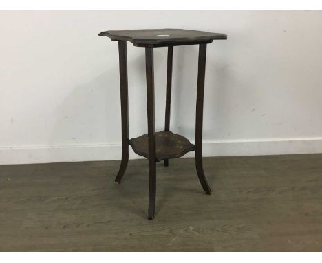 VICTORIAN OCCASIONAL TABLE AND A MAHOGANY TABLE LAMP  the table with understagetable 67cm x 38cm Qty: 2