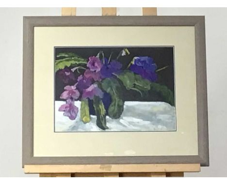 HAZEL LORNER, PRIMROSES gouachemounted, framed, along with a print of a girl53cm x 64cm overallQty: 2