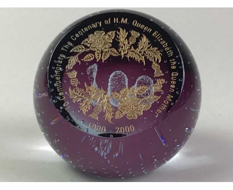 GROUP OF CAITHNESS GLASS PAPERWEIGHTS comprising of 'Tribute To Hm Queen Elizabeth the Queen Mother's 95th Year 1995' edition